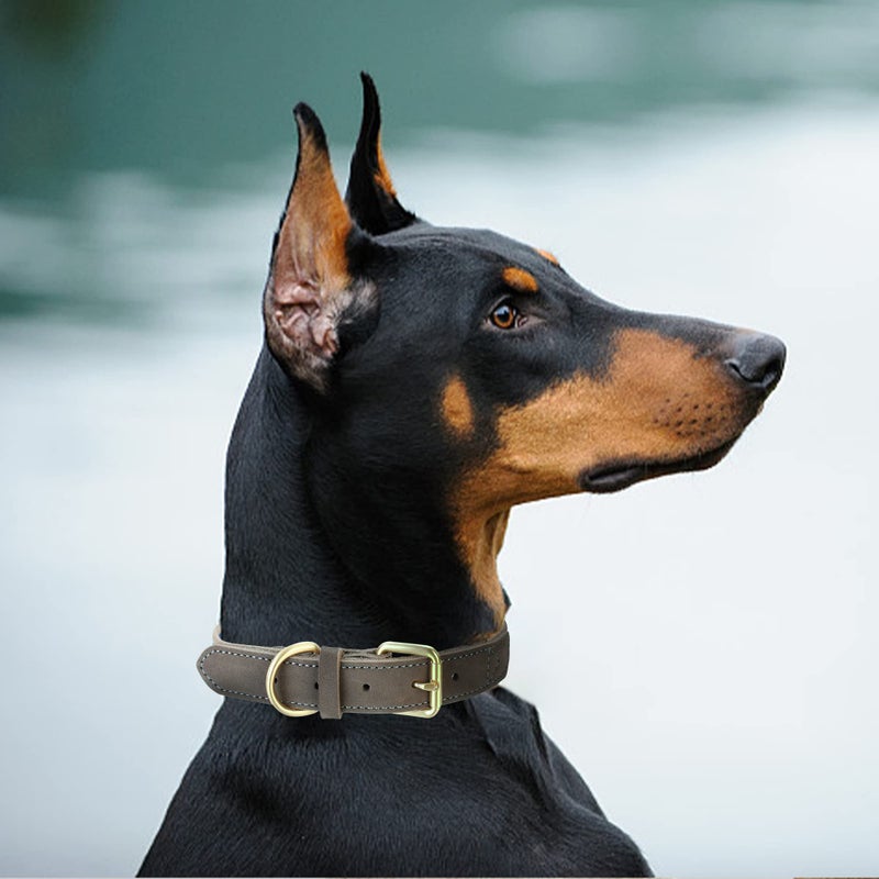 Mile High Life | Genuine Leather Dog Collar | Heavy Duty Canvas Dog Collars with Adjustable Rust-Proof Metal Pin Buckle | Boy Dog Collars for Medium Dogs(Pin Buckle-Navy) - Image 3